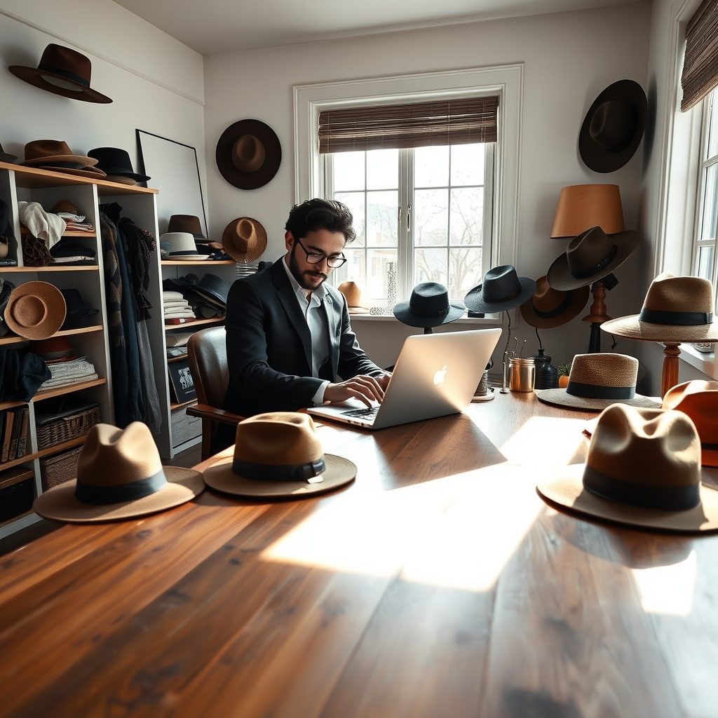 Custom hats displayed in Hatblock atelier