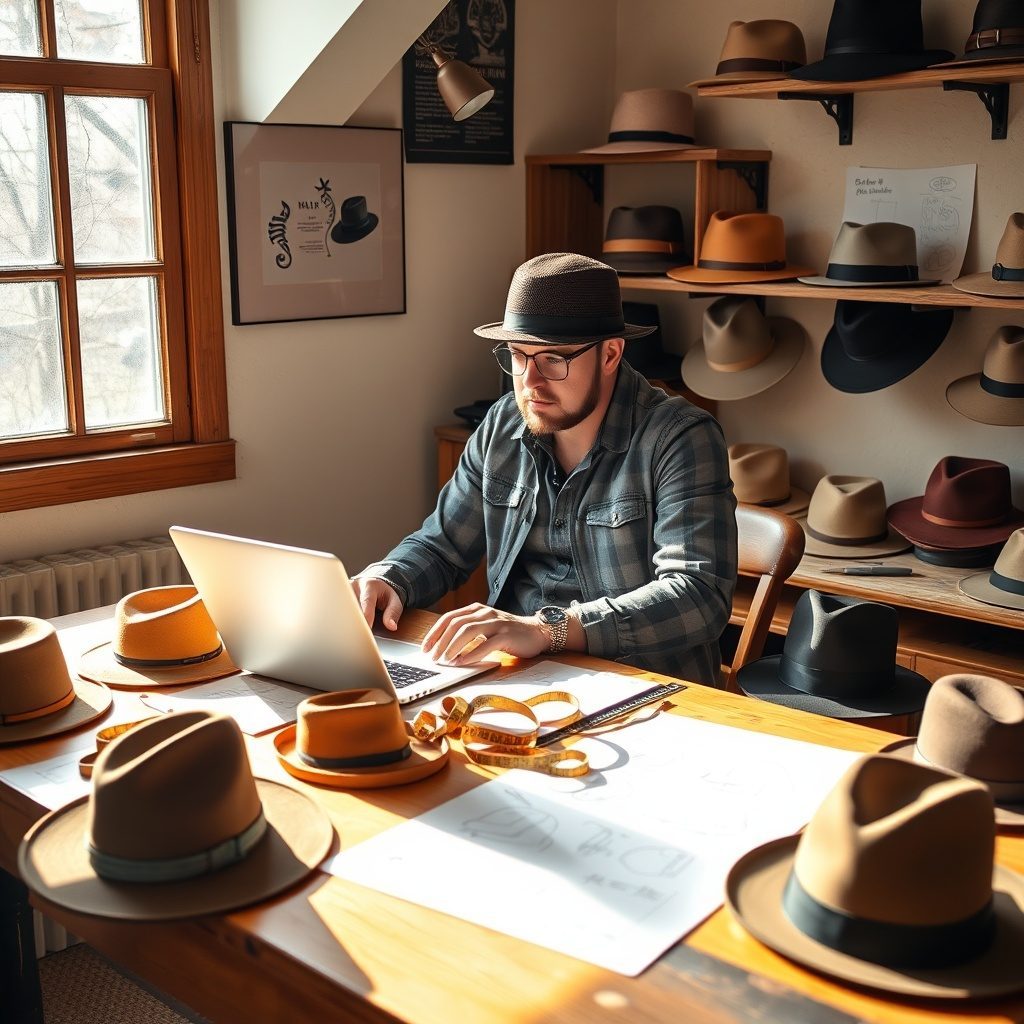 Artisan hats displayed in a boutique